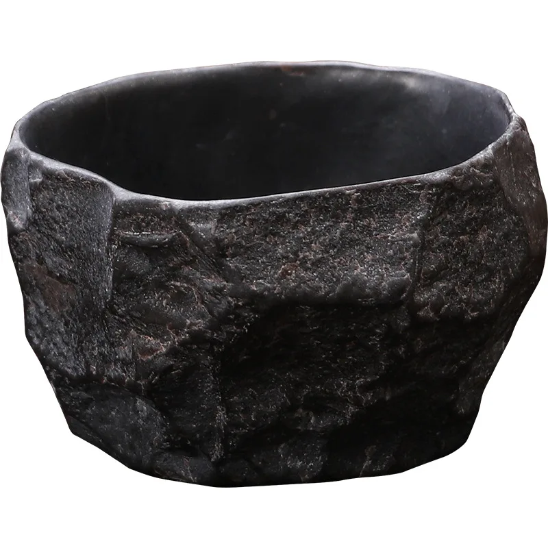 Stone engraved natural moraine teacup, purely handmade whole stone hand-chiseled cup