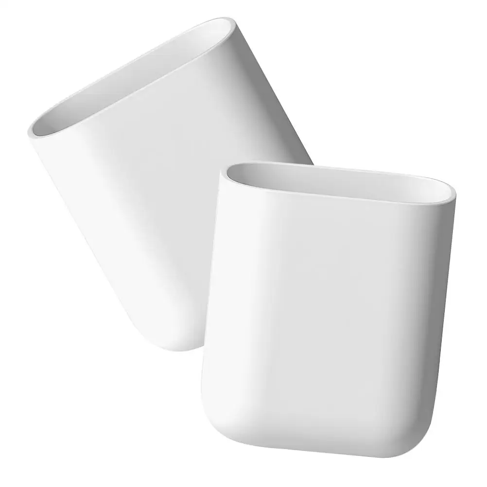 

2Pcs Wall Mount Toothbrush Holder Storage Box White Color Bathroom Rack Electric Toothpaste Stand No Drill Stable Installation