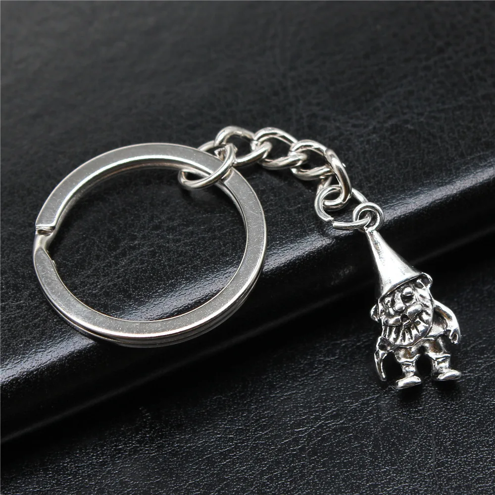 Souvenirs Gift DIY Metal Keychain Holder Antique Silver Color 23x10mm Santa Claus Pendant Keyring