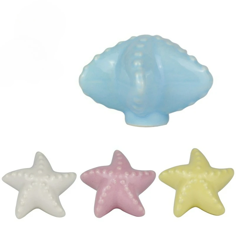 Starfish single hole ceramic handle simple style wardrobe door handle cabinet drawer star shaped small handle