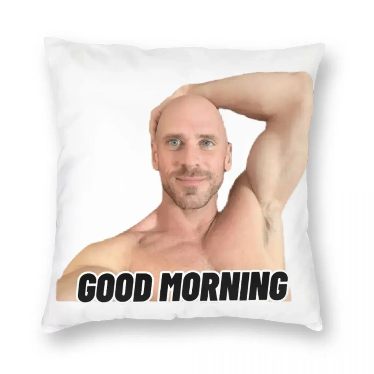 Johnny Sins Good Morning Square Pillowcase Polyester Linen Velvet Pattern Zip Decorative Room Cushion Cover