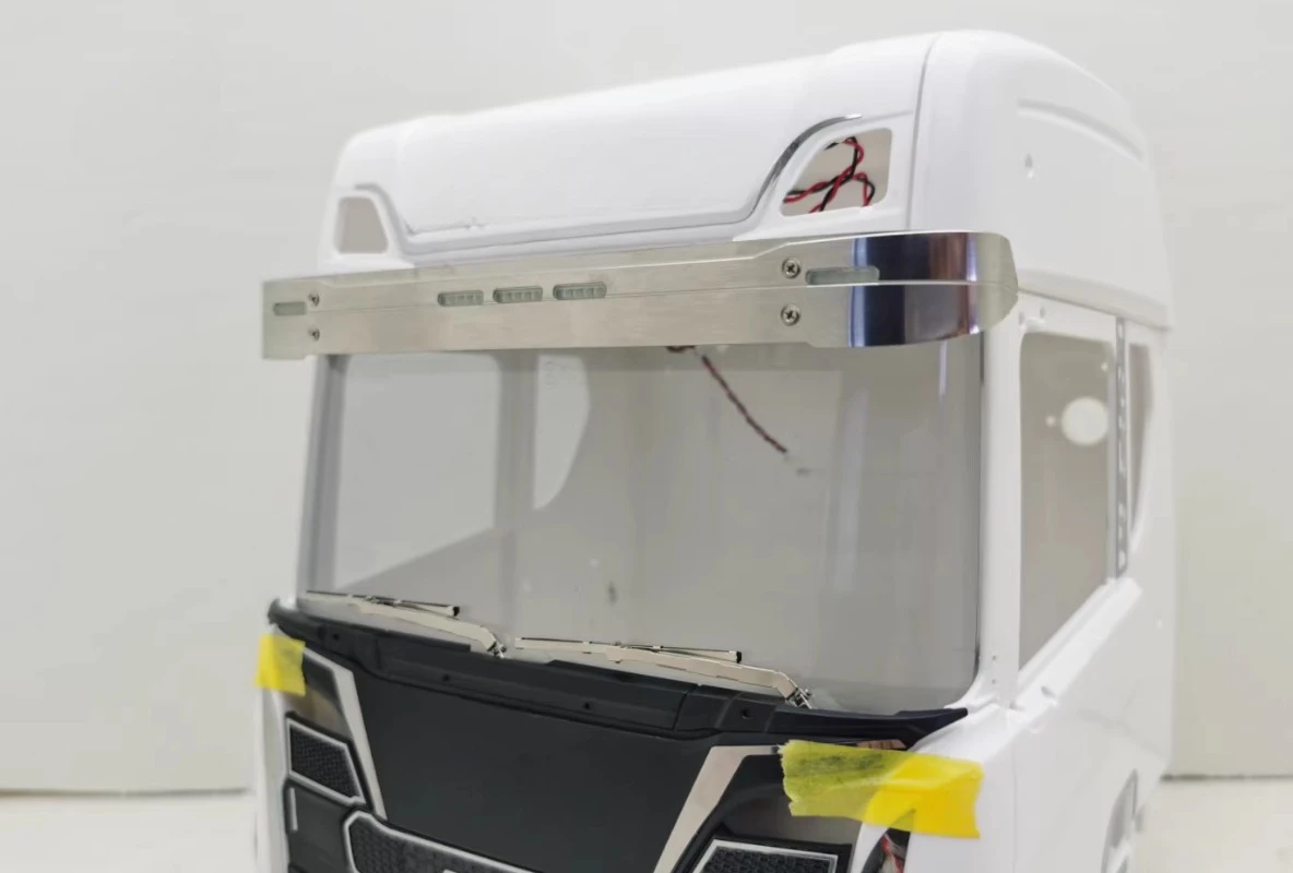 Limpiaparabrisas de acero inoxidable, accesorios decorativos para cabina de pilotaje para camión Tamiya RC 1/14, remolque volquete Scania 770S 56368, piezas de mejora DIY