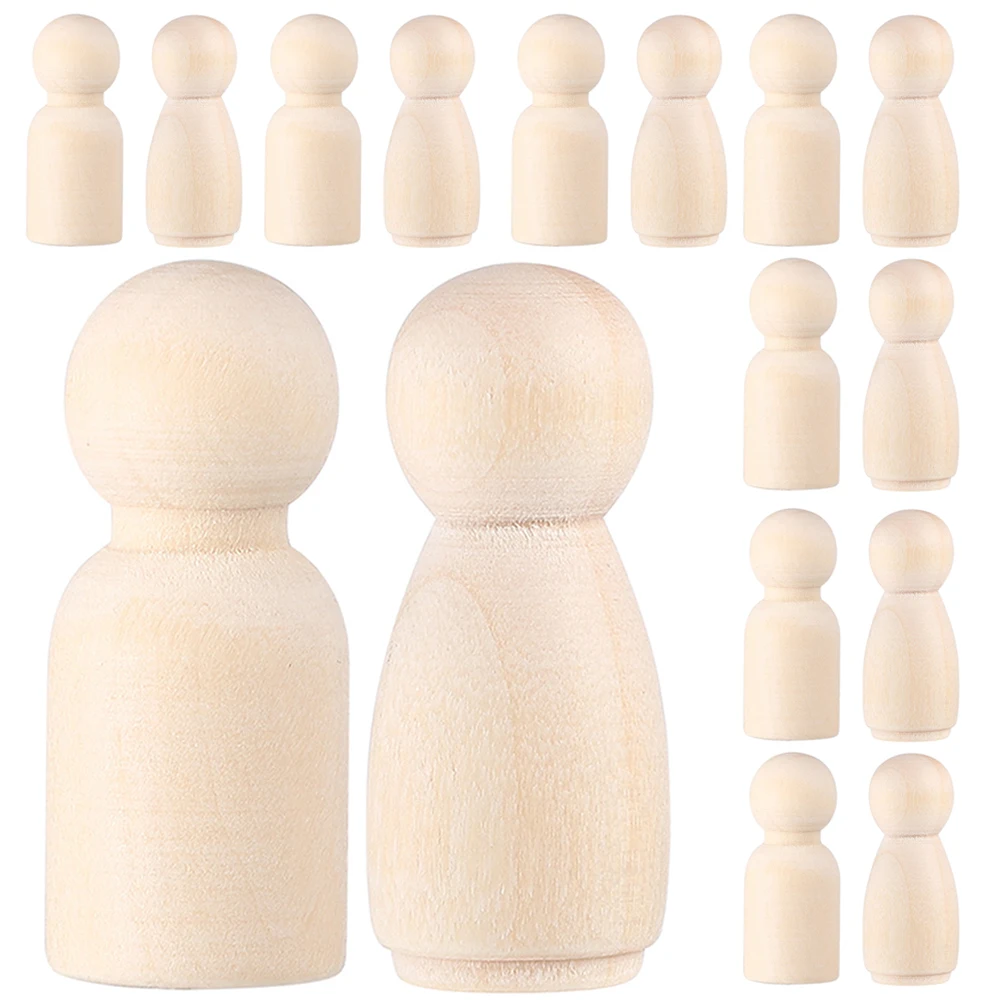 

50 Pcs 35mm Wooden Peg Blank Unfinished Crafts Small Puppet DIY Painting Decorations Wooden People Figures Gifts