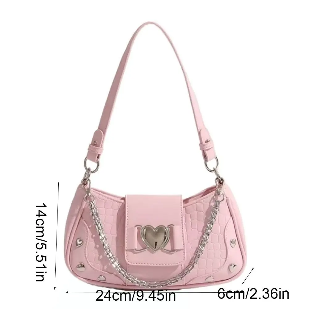 Kawaii Punk Y2k حقيبة تحت الإبط الكورية نمط بولي Leather حقيبة كتف جلدية ستار مشبك معدني حقيبة يد نسائية في الهواء الطلق