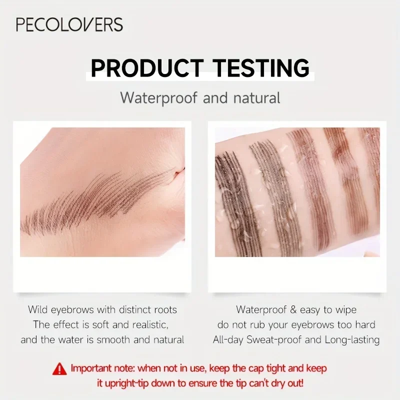 1 PC Waterproof Microblading Eyebrow Pen, Easy-to-Use 4 Fork Tip, for Natural-Looking Hair-Like Defined Brows, All Skin Types