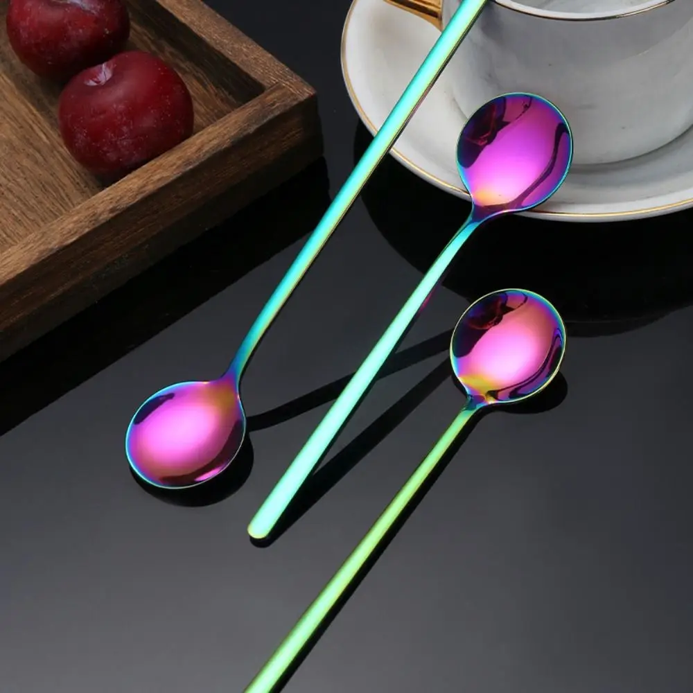 Stainless Steel Coffee Spoon Ice Cream Scoop Long Handle Tea Dessert Spoon Tableware Juice Tea Spoons Stirring Spoon