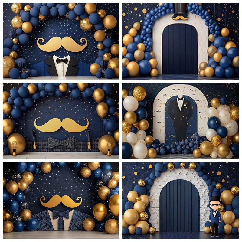 

Happy Father's Day Photography Background Gentleman Tuxedo I Love Dad Black Suit Tie Party Decor Man’s Birthday Party Backdrop