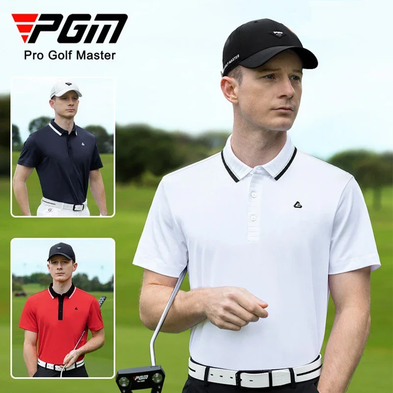 

Pgm Men's Polo Shirt Short-Sleeved Sport T-shirt Turn Down Collar Fit Men Clothing Male Training Golf Tee LooseCasual Sportswear