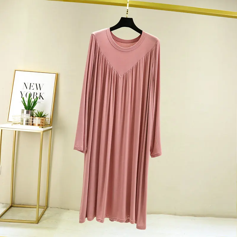 Plus Size Nightgowns Women Summer Loose Long Home Wear Sleepwear Dresses Autumn Long Sleeve Pajamas Nightdress Female 130KG