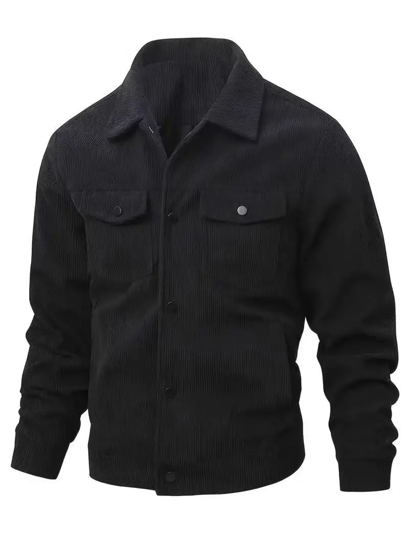 Men's Corduroy Jacket Fashion Casual Solid Color Versatile Top Outerwear for All Occasions