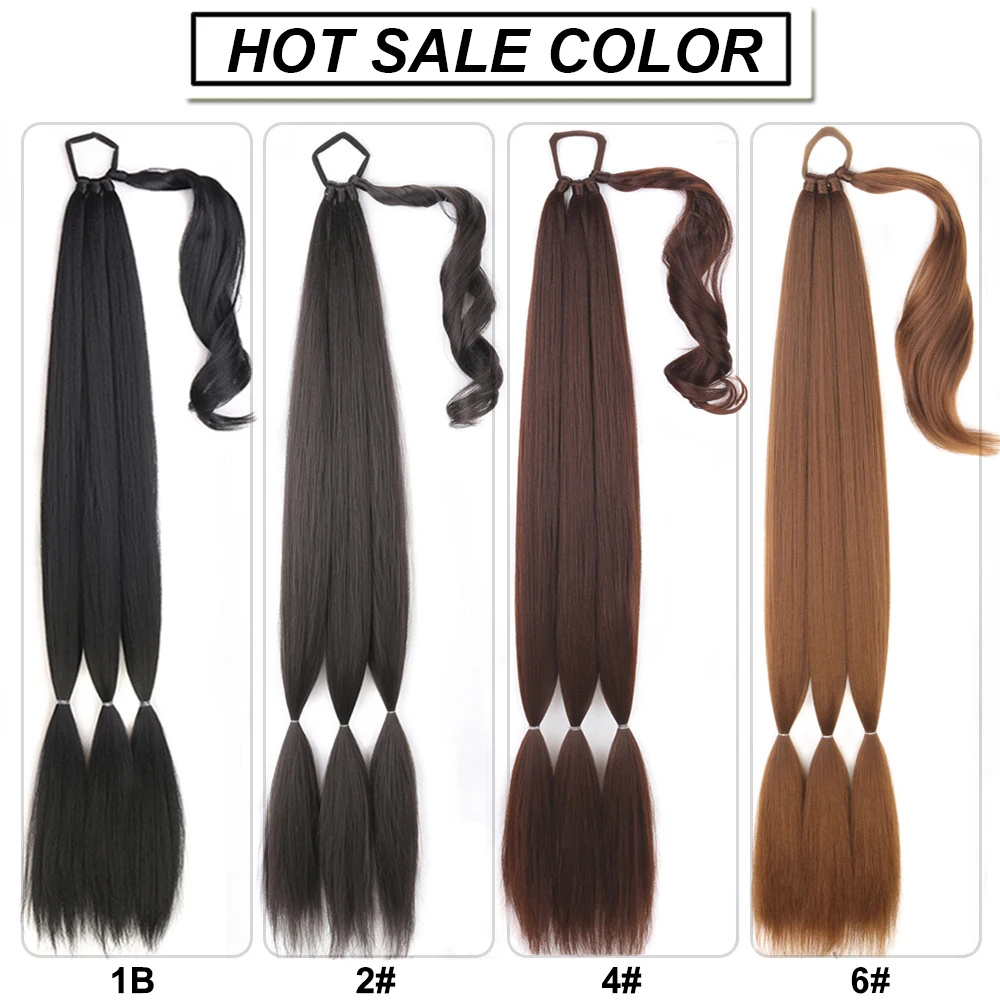 Long Synthetic Braided Ponytail Hair Extension For Women Black Brown Hairpiece Pony Tail With Hair Tie Fake Hair Extensions