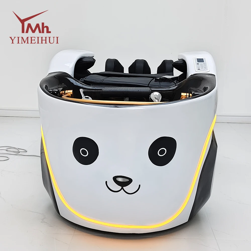 Salon spa hair washing station massage furniture panda shaped fiberglass shampoo beds