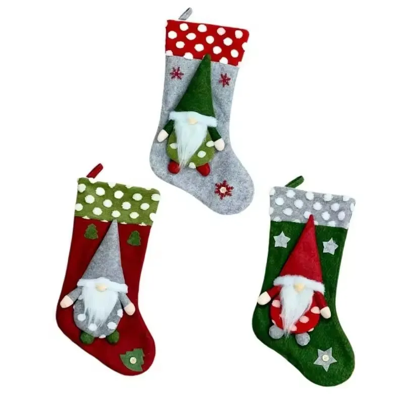 

18" Large Faceless Gnomes Old Man Xmas Stocking Decor,Christmas Party Fireplace Family Hanging Stocking Decoration Kids Gift Bag