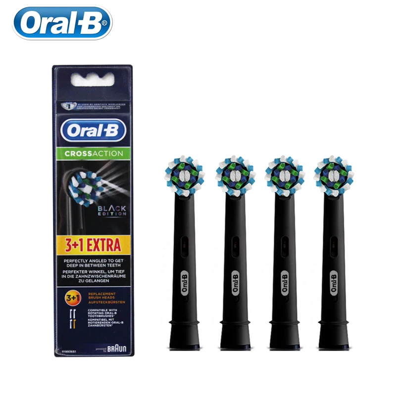 Oral B Replacement Brush Head Cross Action Black Color for Deep Clean Teeth Refills for Oral B Electric Toothbrush