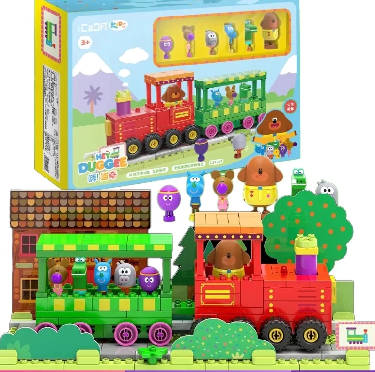 Ehi Duggee Building Blocks Pista del treno di grandi dimensioni Decorazione del desktop Puzzle Modello di assemblaggio Giocattoli Regalo di compleanno per ragazzo e ragazza