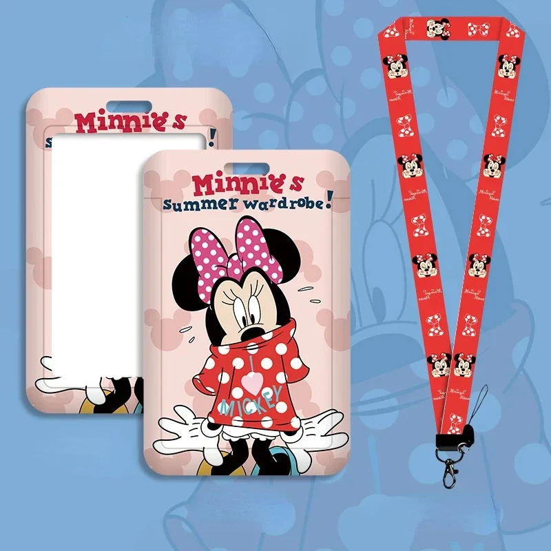 Urocze etui na karty Disney Mickey Mouse ID Badge Smycz Girls Door Card Case Pasek na szyję Uchwyt na kartę kredytową Akcesoria Credentials