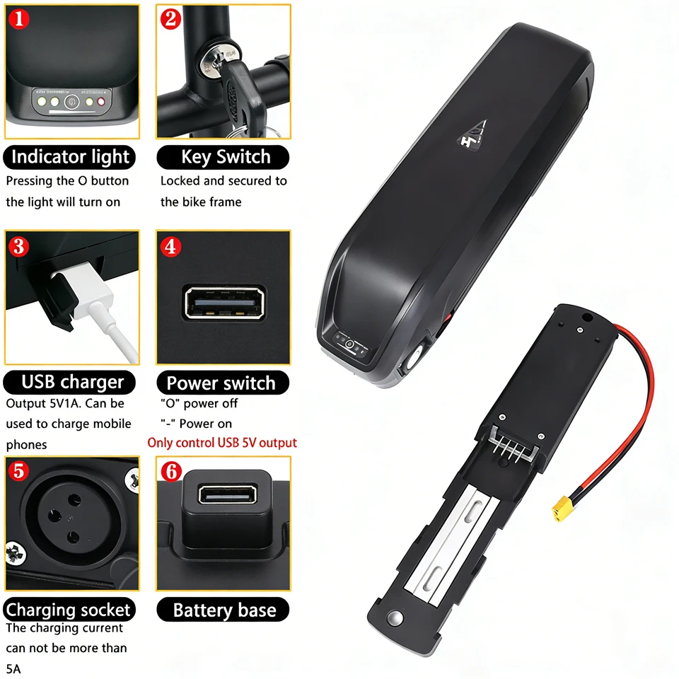 Hailong Ebike Battery 36V 48V 52V 9Ah 12Ah 15Ah 18Ah 18650 Lithium Battery for Bafang BBS02 BBS03 BBSHD Motor