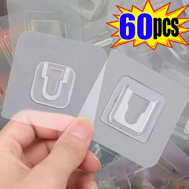 Double-Sided Adhesive Wall Hooks Hanger Strong Transparent Suction Cup Sucker Hooks Kitchen Bathroom Storage Plug Socket Holders