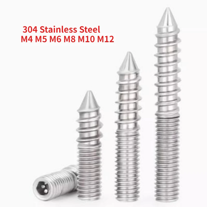 M4 M5 M6 M8 M10 M12 304 Stainless Steel Hexagon Socket Double Head Pointed Tail Self Tapping Screw Furniture Fixing Screws