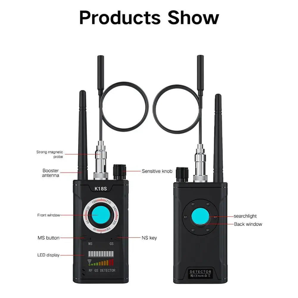 K18S Camera Detector Signal Detection Scanner Infrared Finder GPS Locator GSM Secret Bug Audio Tracker For Home Office Hotel