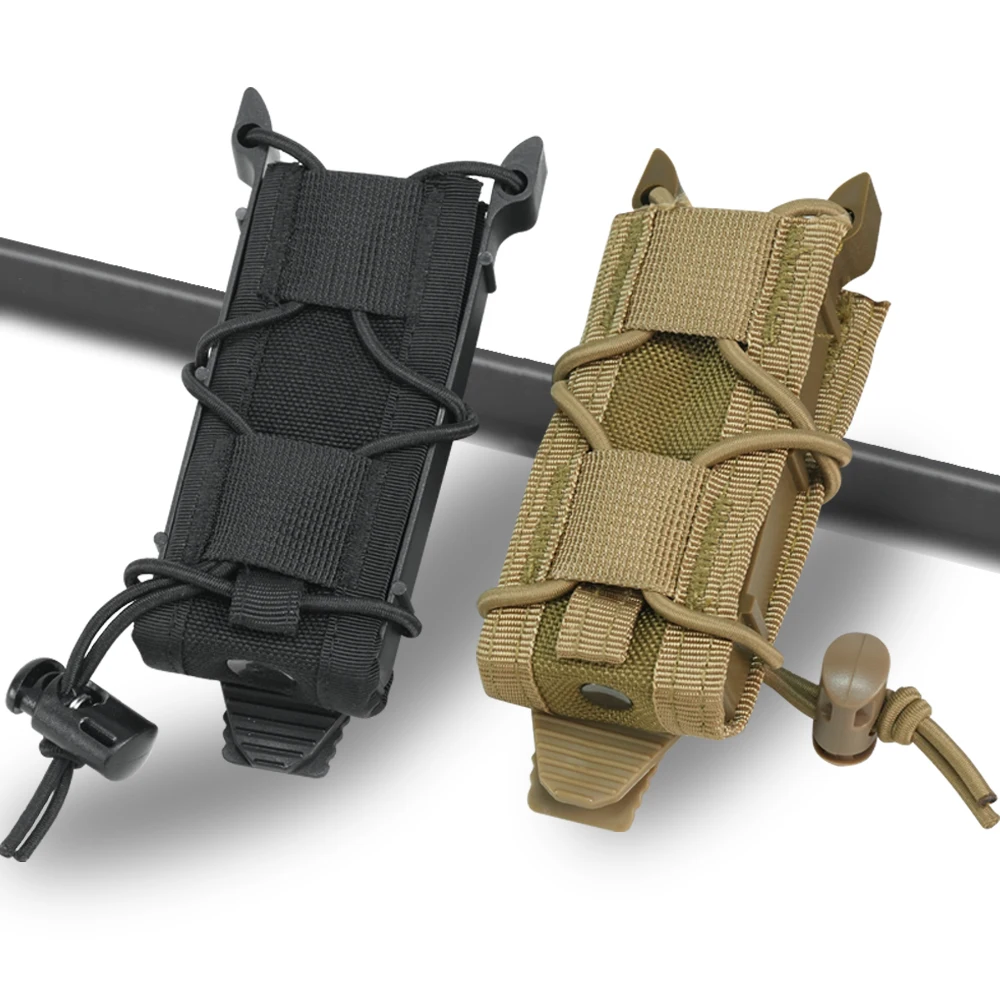 BOOIU Tactical Magazine Pouch Single Mag Holster Molle Flashlight Pouches Torch Holder 9MM Pistol Magazine Pouch EDC Waist Bag