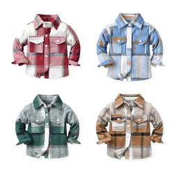 Childrend Clothing Boys Girls Flannel Plaid Shirts Long Sleeve Tops Baby Boys Quality Cotton Blouses Cardigan Children Clothes