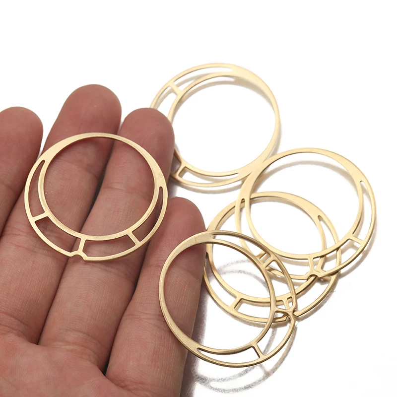 10pcs Raw Brass Round Double Layer Big Circle Hoop Charms Pendant For DIY Trendy Drop Earrings Necklace Jewelry Making Supplies