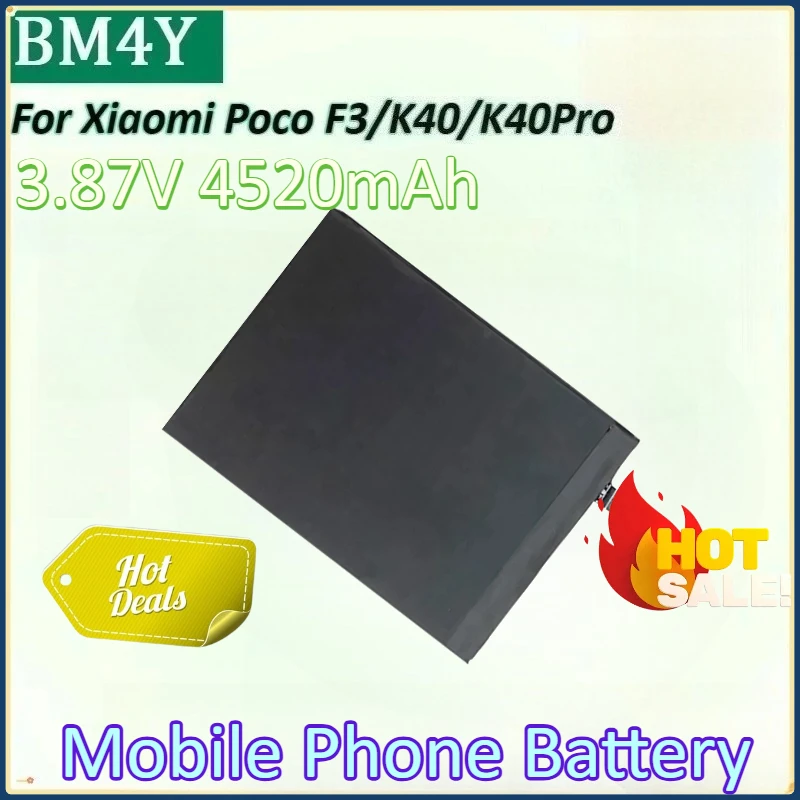 

BM4Y 3.87V 4520mAh High Quality Replacement Mobile Phone Battery for Xiaomi Poco F3 Redmi K40/ K40Pro High-Capacity Batteries