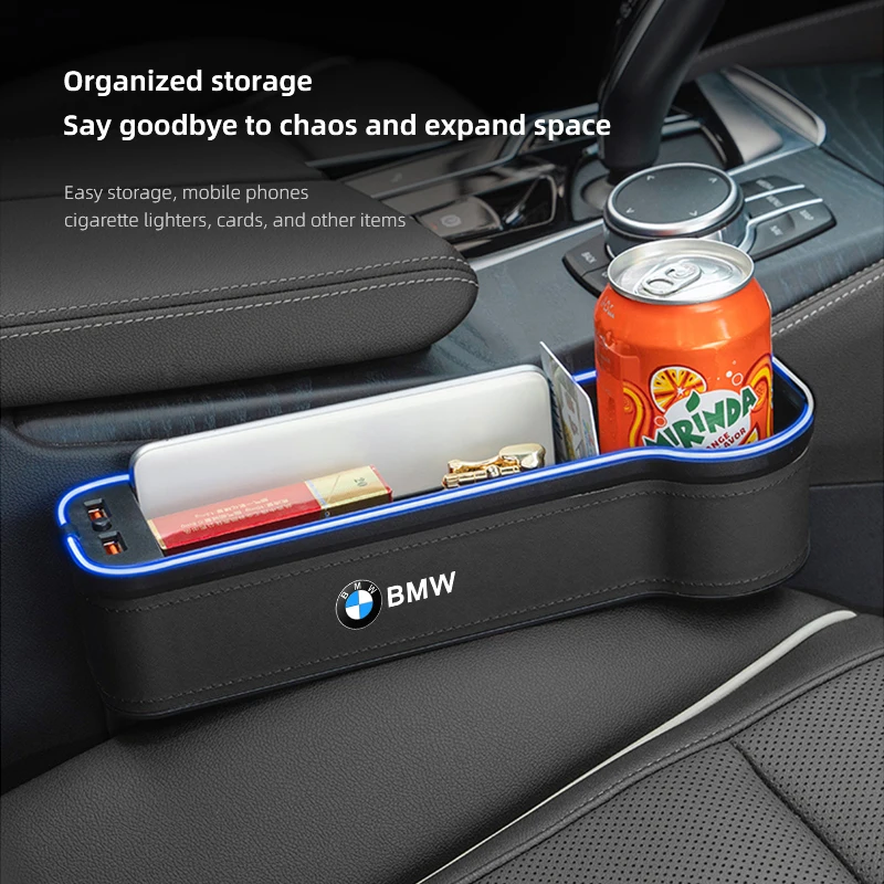 Car Seat Gap Storage Box Ambient Lighting Interior Decoration Products For BMW X1 X2 X3 X5 X4 X6 X7 iX3 F20 F10 F07 E70 E46 E90