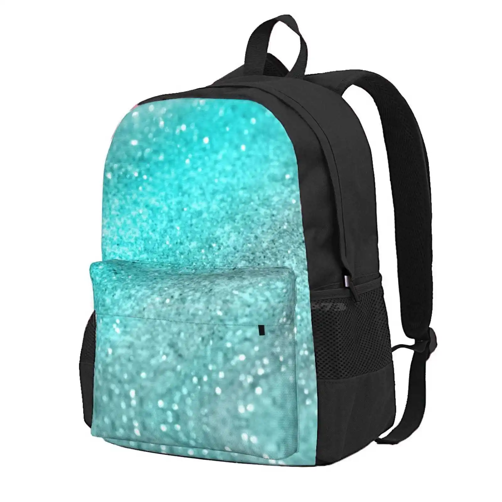 Aqua Teal Ocean Glam #1 (Photo Of Glitter Only - Not Reflective) Hot Sale Schoolbag Backpack Fashion Bags Color Aqua Blue Teal