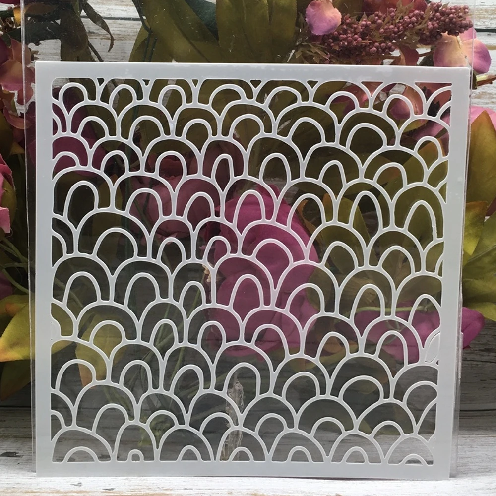 20*20cm Layered Shell Wavy DIY Layering Stencils Painting Scrapbook Coloring Embossing Album Decorative Template