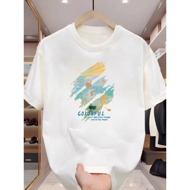 

Summer New Trendy Brand High Quality Luxury Pure Cotton Men's and Women's T-shirt Short Sleeved Daily Casual Comfortable Top