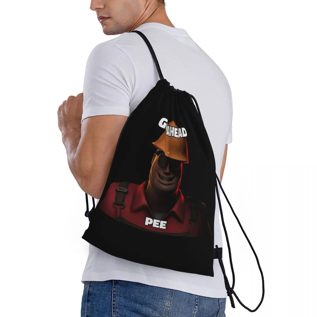 

Tf2 Go Ahead Pee Classic Backpacks Casual Drawstring Bags Storage Bag Book Bags for Travel School