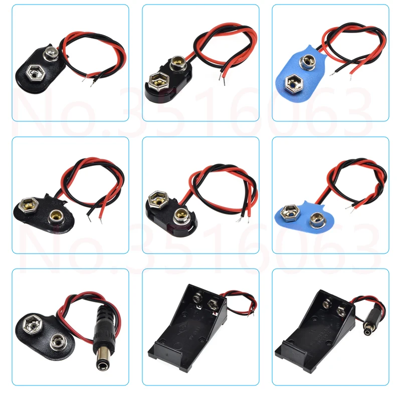 5/10pcs 9v Battery Box 9V Battery Snap Connector Clip Lead Wires Holder Wire Length 15CM