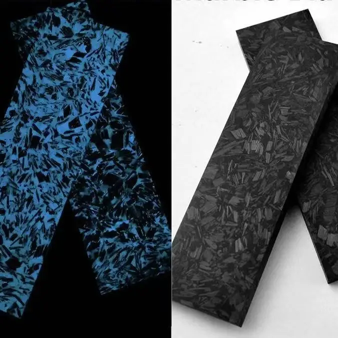 

2Pcs Noctilucent Marbled CF Carbon Fiber Block Ripple Resin Tool For DIY Knife handle Craft Supplies