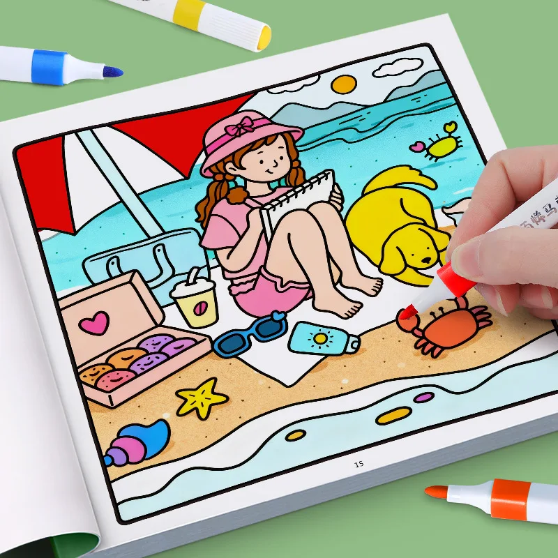 Girl Moments Children's Doodle Coloring Book Cute Comfortable Coloring Figures Painting Tracing Practice Book