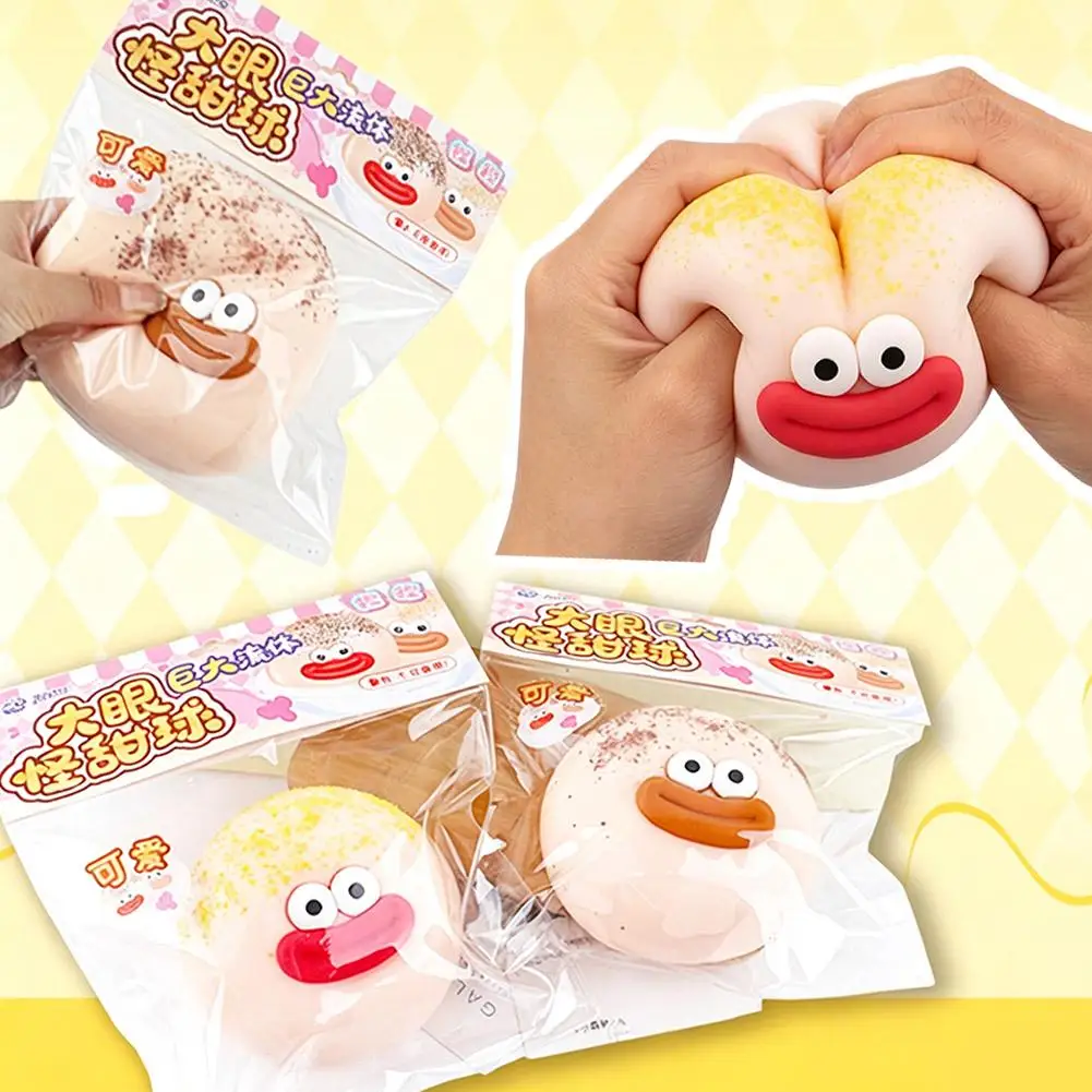 9cm Big Eye Cute Bun Squishy Toy Slow Rebound Mochi Squeeze Toy For Stress Relief Fidget Toy Decompression Small Gifts 1pc