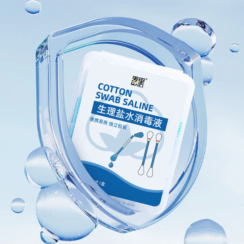 

100Pcs Physiological Saline Cotton Swabs at Once Independent Installation Skin Care Nose Acne Cleaning Cotton Swab