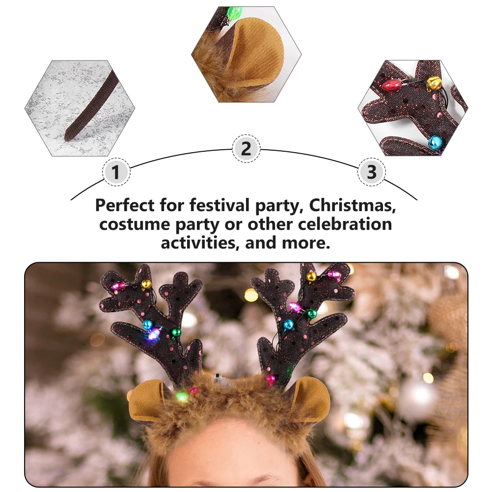 

6Pcs LED Hair Accessories Christmas Antlers Chic Hair Decor for Celebrations
