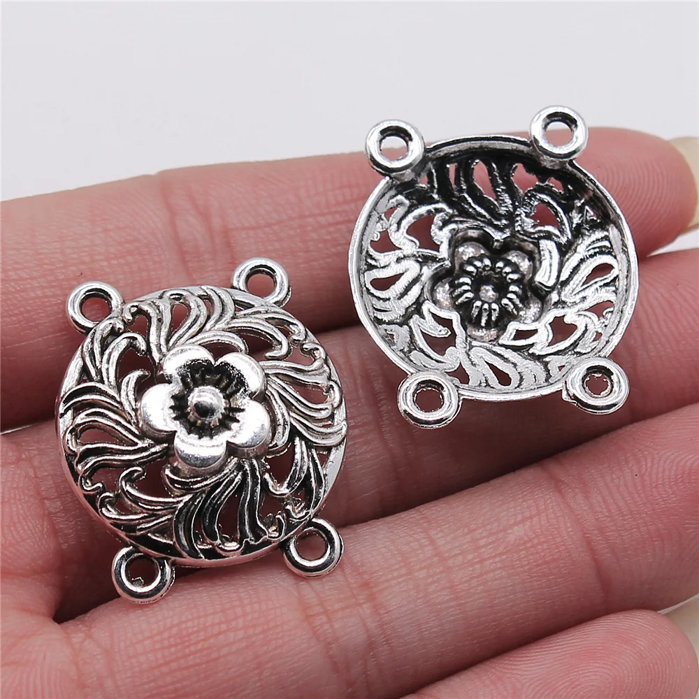WYSIWYG 4pcs 25x29mm 2 Colors Antique Bronze Color Antique Silver Color Body Chain Waist Chain Forehead Chain Connector