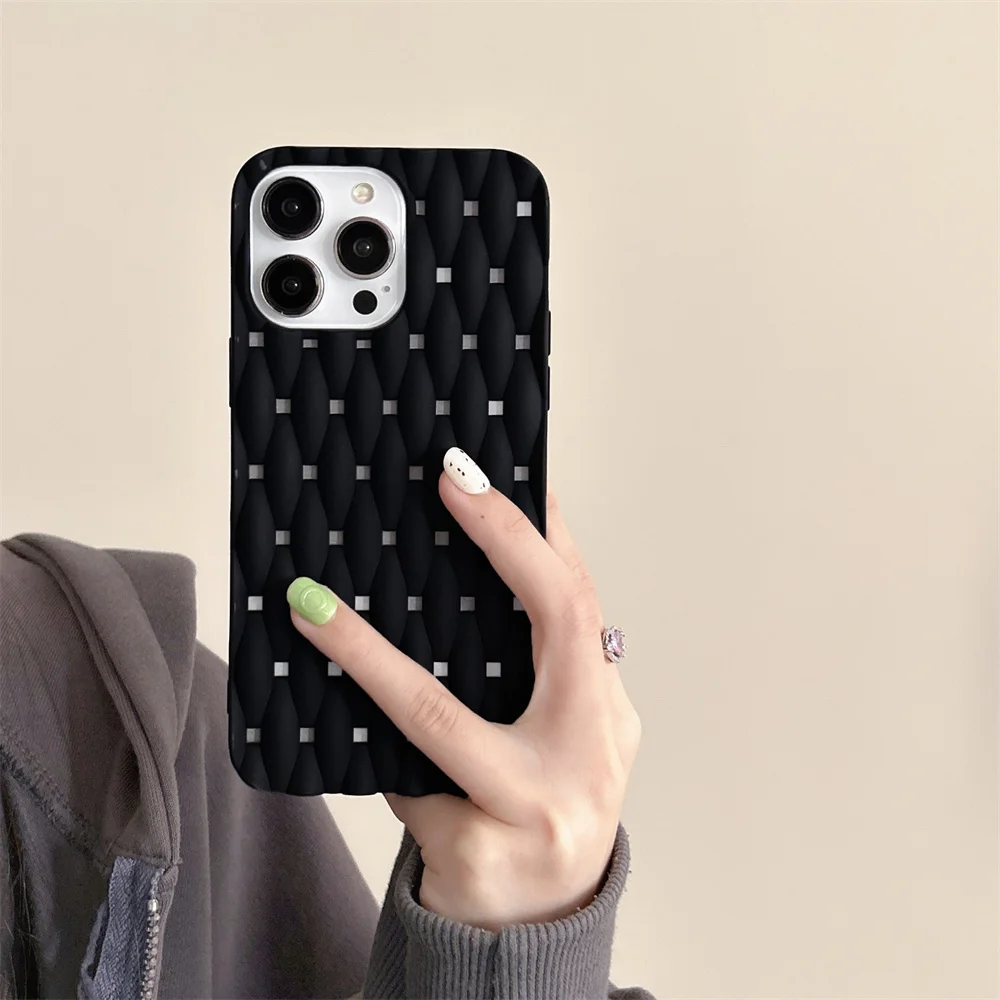 Heat Dissipation Woven Pattern Cooling Phone Case for iPhone 15 Pro Max 7 8 XR XS Max 11 12 13 Pro 14 Plus Comfortable Grip Case