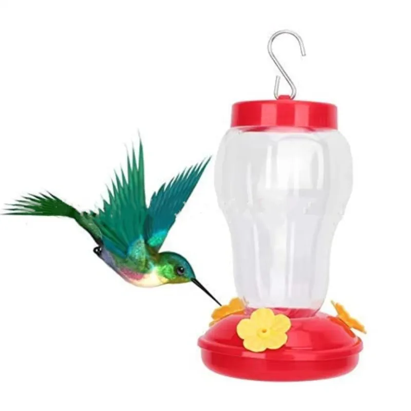 1pcs Plastics Bird Water Feeder Bottle Hanging Hummingbird Feeder Garden Outdoor Plastic Flower Iron Hook Bird Feeder birds feed