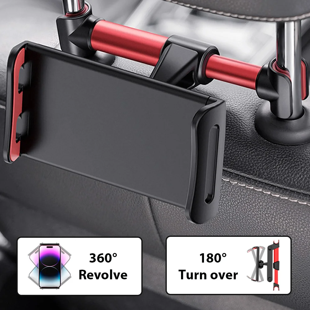 Car Tablet Holder Seat Back Adjustable IPad Stand Car Ipad Holder for Headrest 360 Rotation Mobile Phone Mount Support Bracket