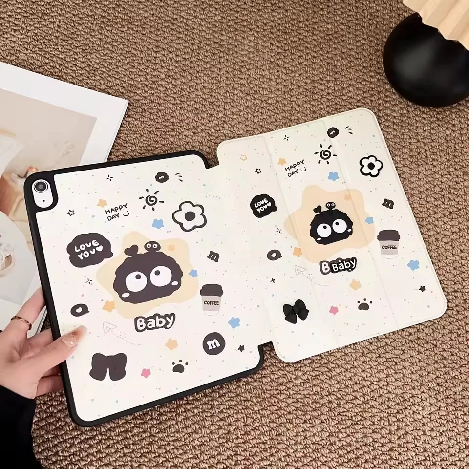 Para iPad 10,2/10,5 10th/A16 generación funda Air 4 10,9 Pro 2024 2025 Pro 11 pulgadas lindo patrón de dibujos animados funda para tableta con soporte de 3 pliegues