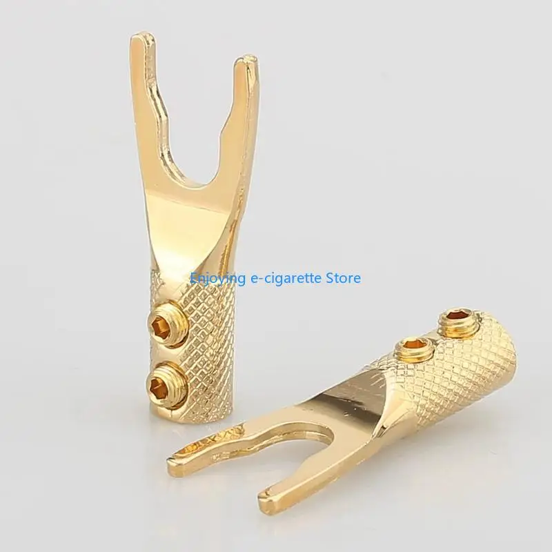 Lautsprecher-Flachstecker mit gerändeltem Y-Gabelende mit strukturiertem Metallgehäuse Y4QF – Detail 7