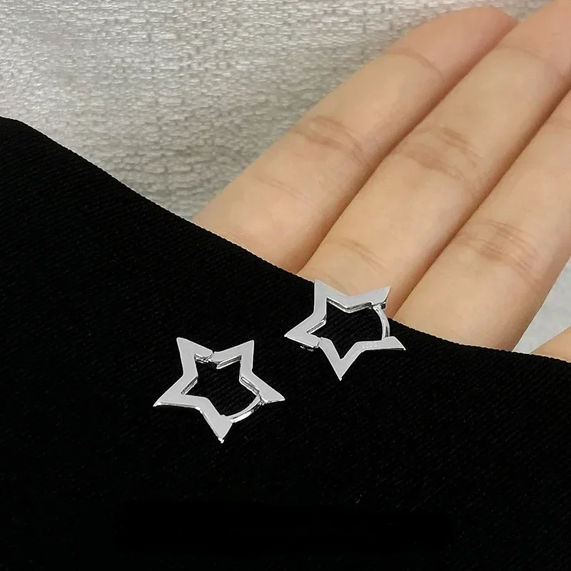Pendientes de estrellas geométricas para mujer, pendiente de aro de estrella de acero inoxidable, joyería para niña, abalorio de regalo, accesorios hipoalergénicos