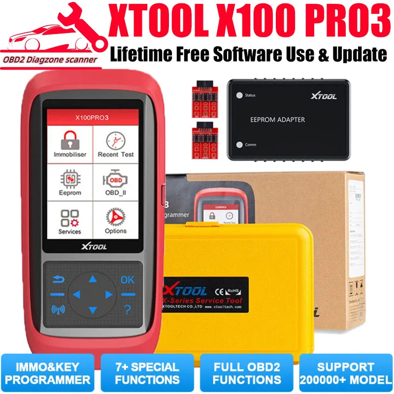 

XTOOL X100 Pro3 X100 Pro2 OBD2 Auto Scanner Key Programmer with EEPROM Adapter Code Reader Car Diagnostic Tools Free Update