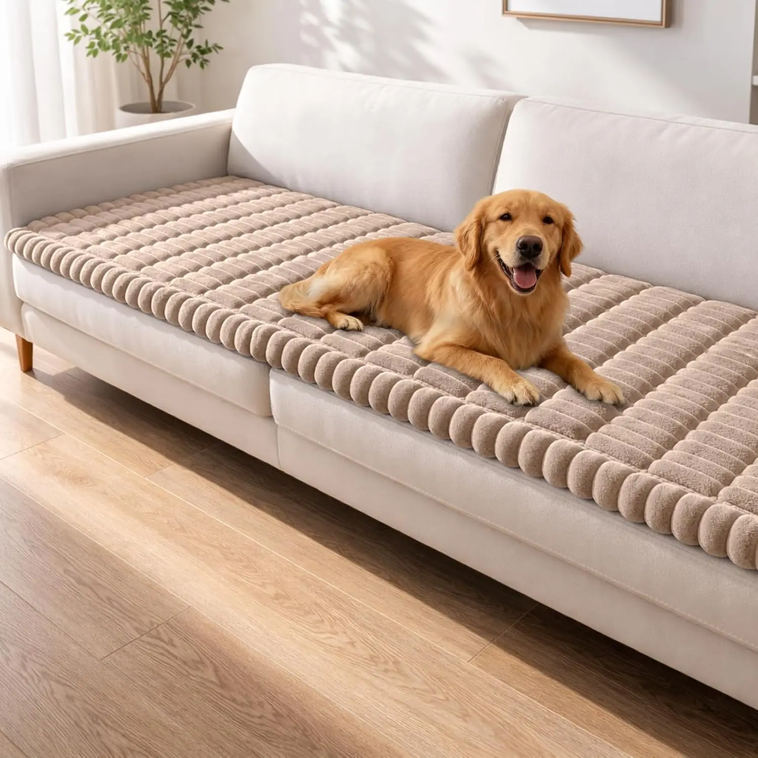 

Washable Non-Slip Dog Couch Cover for 3-Cushion Sofa, Brown 70x180cm Durable Pet-Friendly Protector