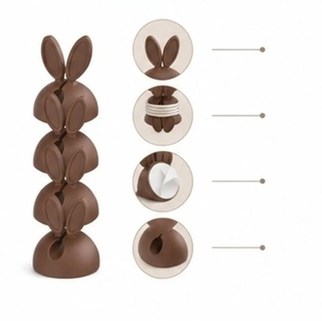 30Pcs Rabbit Ear Cable Clips – Self-Adhesive Plastic Cord Organizers for Desk, TV, Power Strip & Charging Cables