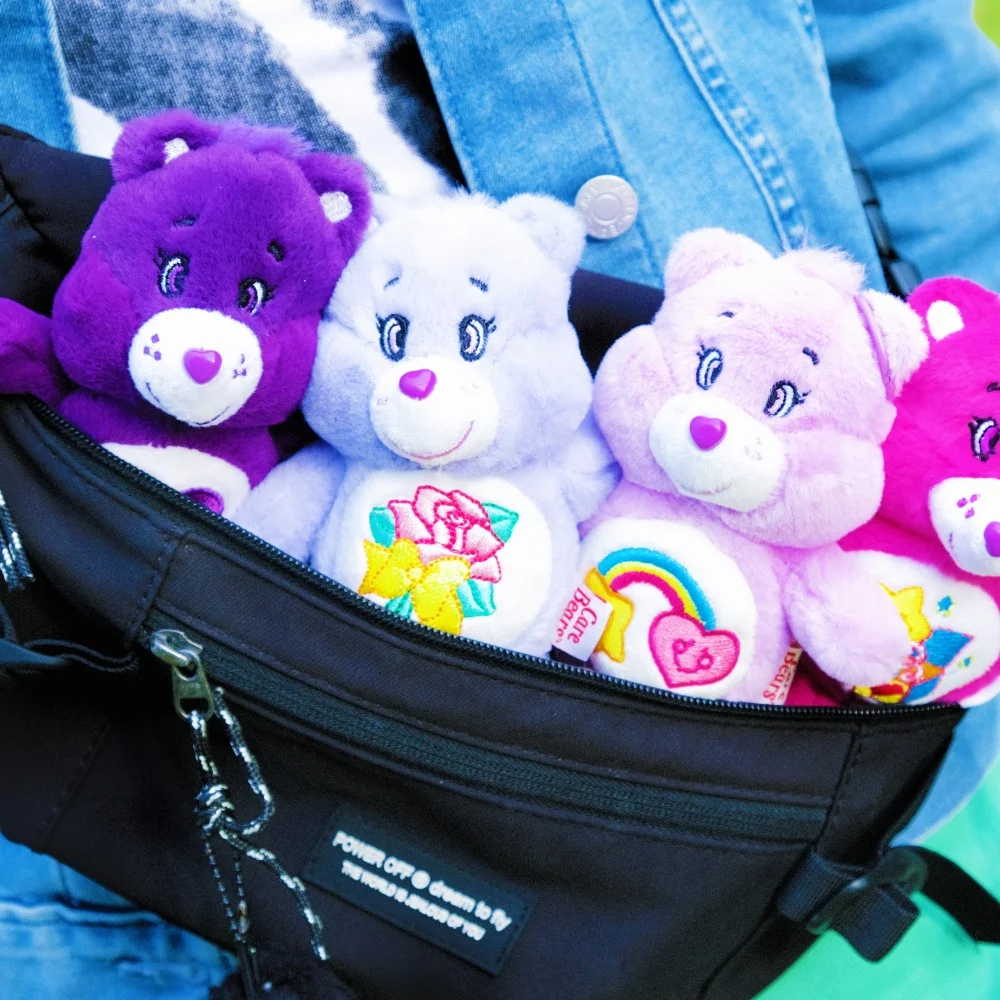 Kawaii Bear Plush Keychain Cartoon Small Animal Bag Pendant Cute Baby Mini Stuffed Doll Keyrings Soft Fun Toy Care Bear Keychain